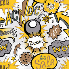 Comic book explosion pattern, vector illustration seamless