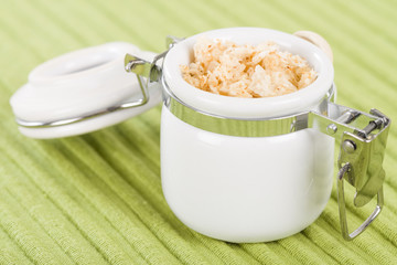Garlic Salt - Sea salt infused with garlic in a jar.