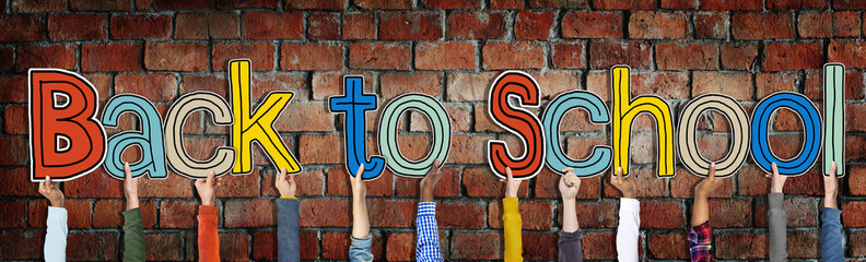 Group Hands Holding Letter Back School Concept
