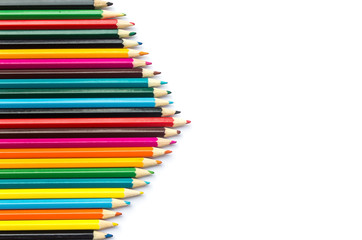 Colour pencils isolated on white background