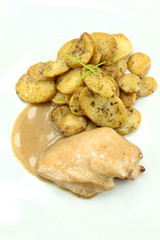 escalope de volaille et pommes de terre salardaise