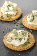 cracker with organic stilton cheese