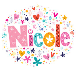 Nicole female name design decorative lettering type