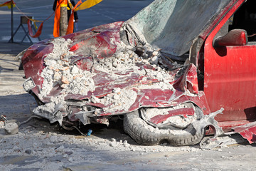 Crushed car