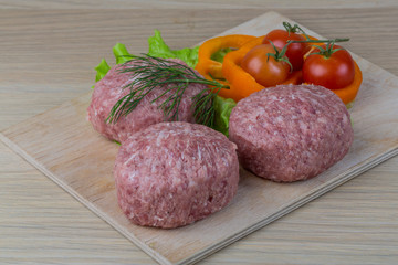 Raw burger cutlet