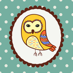 Owl bird portrait. Vector doodle illustration