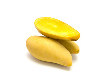 Mango with slices isolated on white background