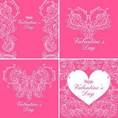 Set of valentines day greeting cards.