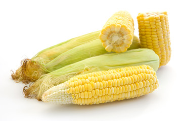 Fresh corn isolated on white background