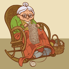 Funny vector cartoon  granny. vector illustration