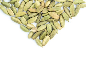 Aromatic cardamom on isolated white background