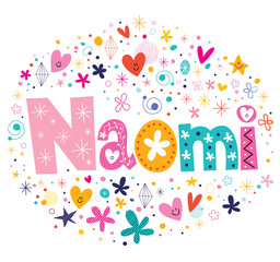 Naomi female name design decorative lettering type