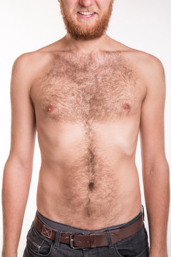 Torso of a man covered with hair