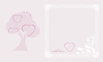 Love tree. Greeting Valentines card