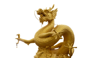 Golden dragon isolated on white background