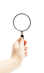 hand holding a magnifying glass