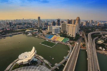 Singapore Skyline and view of Marina Bay when sunset