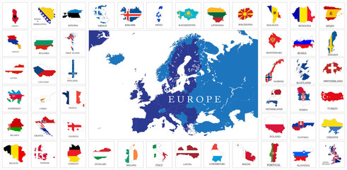 European countries flag maps
