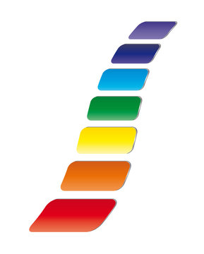 Aufsteigende Welle - Chakrafarben, Aufstieg, Entwicklung, mindset, Regenbogen, Regenbogenfarben, vektor, isoliert