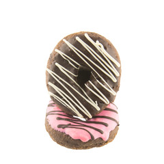 Donut strawberry chocolate isolated on a White Background
