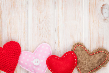Valentines day background with toy hearts