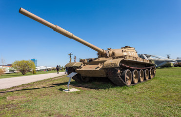 Old soviet tank T- 62 at the technical museum  in Togliatti, Rus