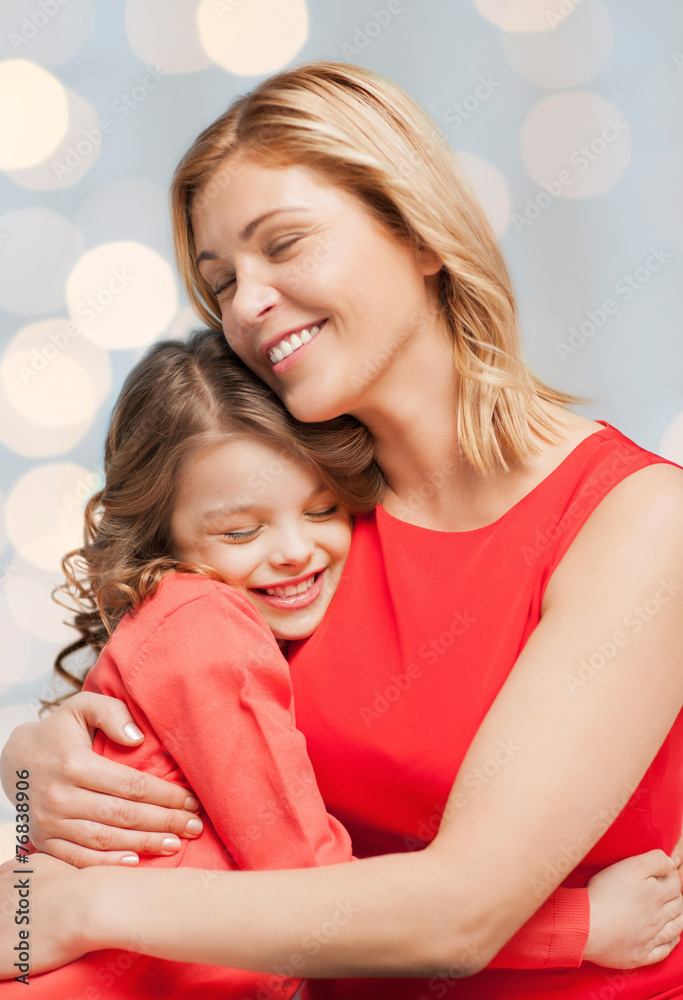 Canvas Prints happy mother and daughter hugging