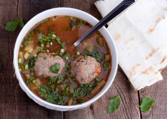 Tomato soup with meatballs