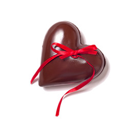 chocolate heart and red riibbon