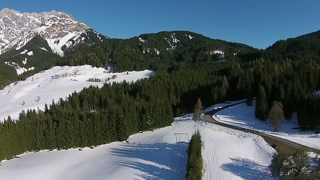 aerial view of the mountains in Salzburg Sallfelden, Maria Alm