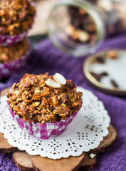 oat muffins with dried fruits and nuts