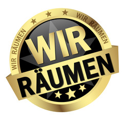 Button with banner Wir Räumen