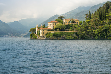 Fototapeta na wymiar Villa del Balbianello seen from the water, Lake Como, Italy, Eur