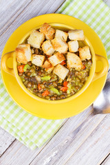 Lentil Soup with Croutons