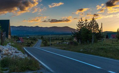 Road to Zabliak in evening