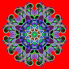 circle decorative spiritual indian symbol of lotus flower