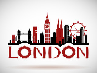 Fototapety  London City Skyline with Typographic Design. eps10 vector