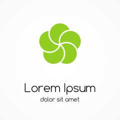 Circle green leaves ecology logo. Nature sign, symbol.