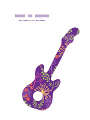 Vector colorful garden plants guitar music silhouette pattern
