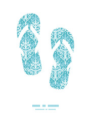 Vector light blue swirls damask flip flops silhouettes pattern