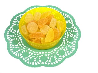 Many sugar candies in an bowl
