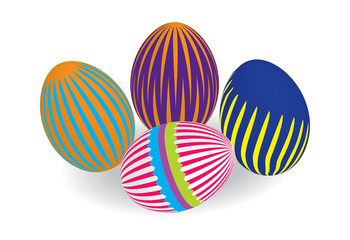 Four multi-colored Easter eggs