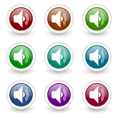 audio colorful web icons vector set