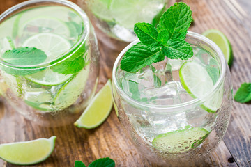 Cocktail with lime and mint
