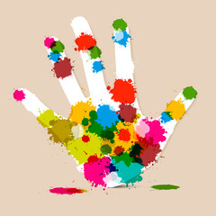 Splash Palm Hand Colorful Vector Illustration