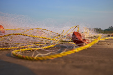 fishing nets on the sand
