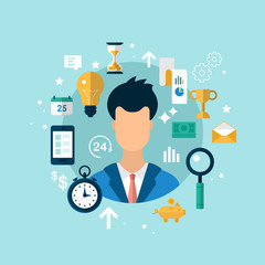 Business and management strategy concept with flat icons