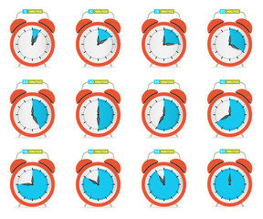 Alarm Clock - Time Countdown Vector Set Isolated on White