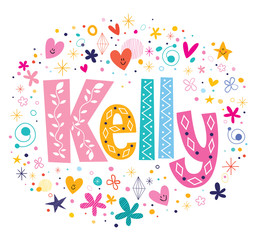 Kelly female name decorative lettering type design