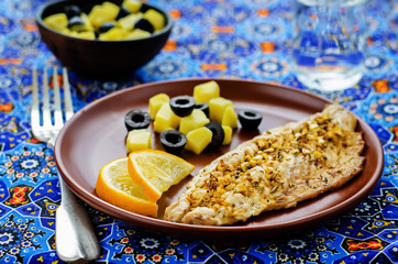 mackerel with garlic and lemon marinated. Moroccan dish